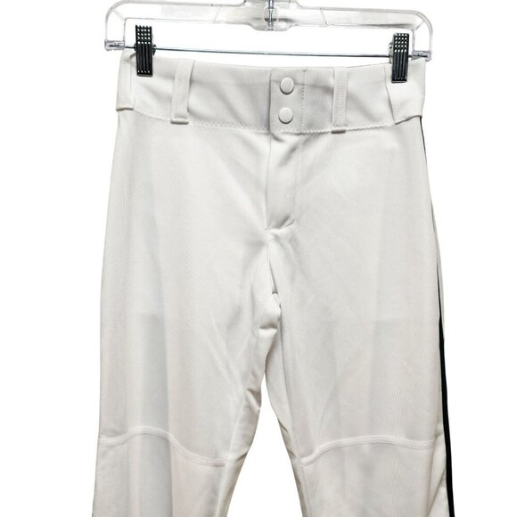 Youth Medium Alleson White Baseball Pants With Black Side Stripe - Picture 4 of 9